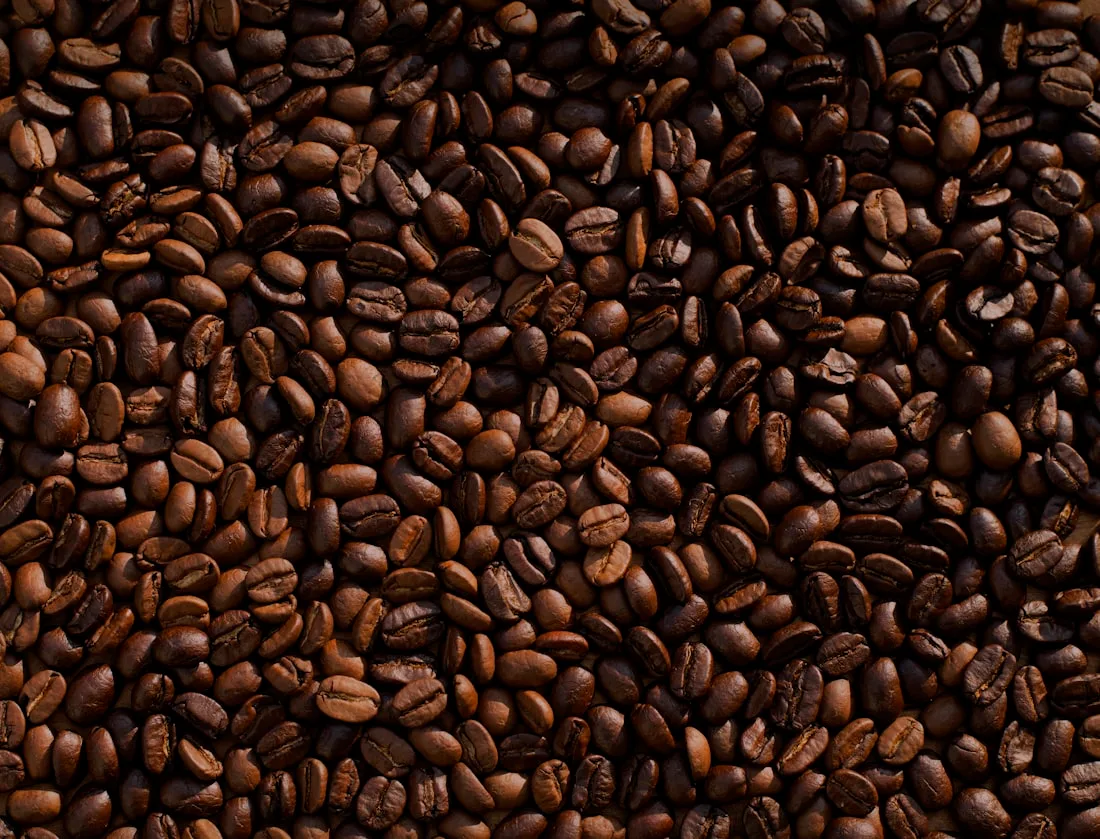 Gros plan sur des grains de café torréfiés